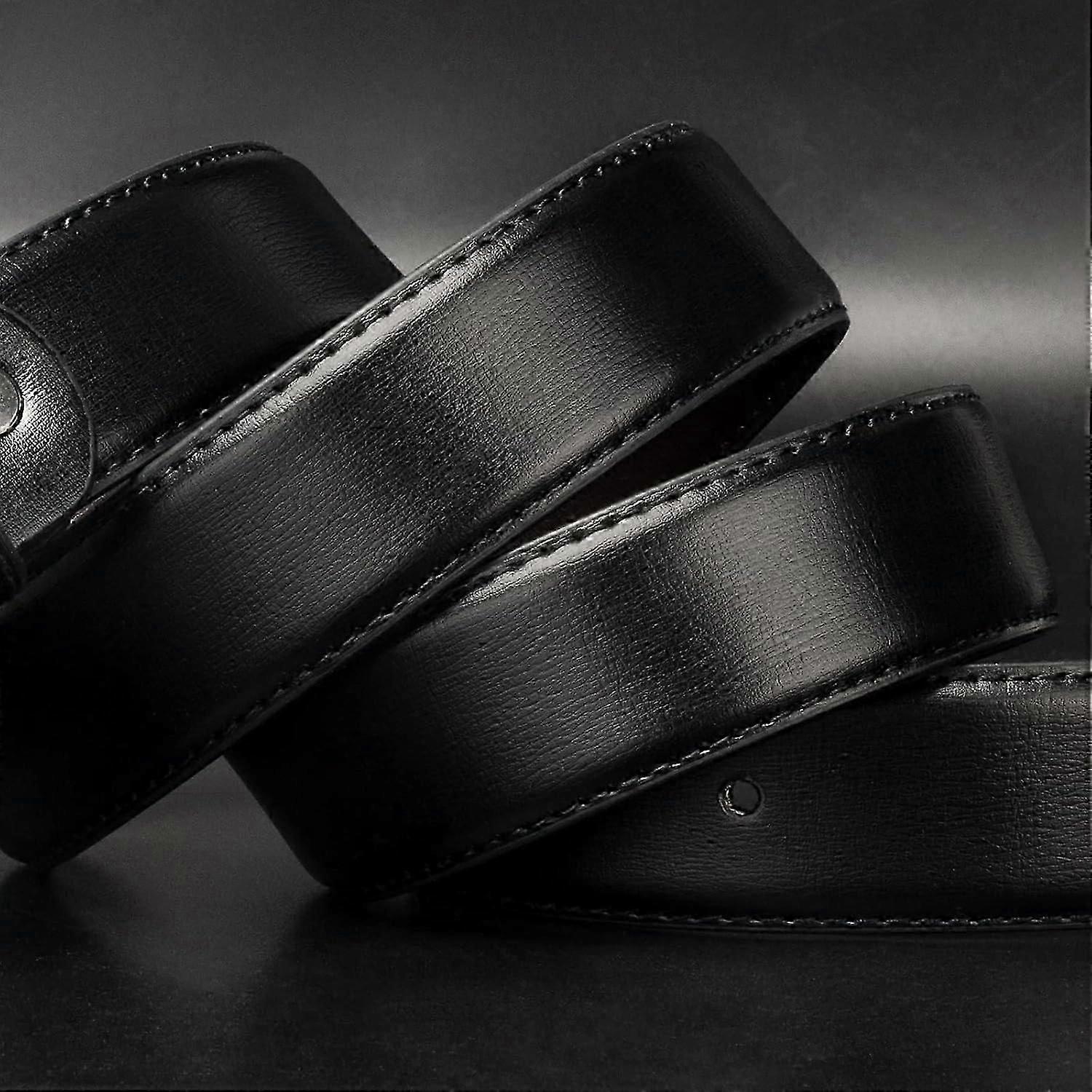 Men's Black Leather Belts, 120cm Genuine Leather Belt for Men - Image 4