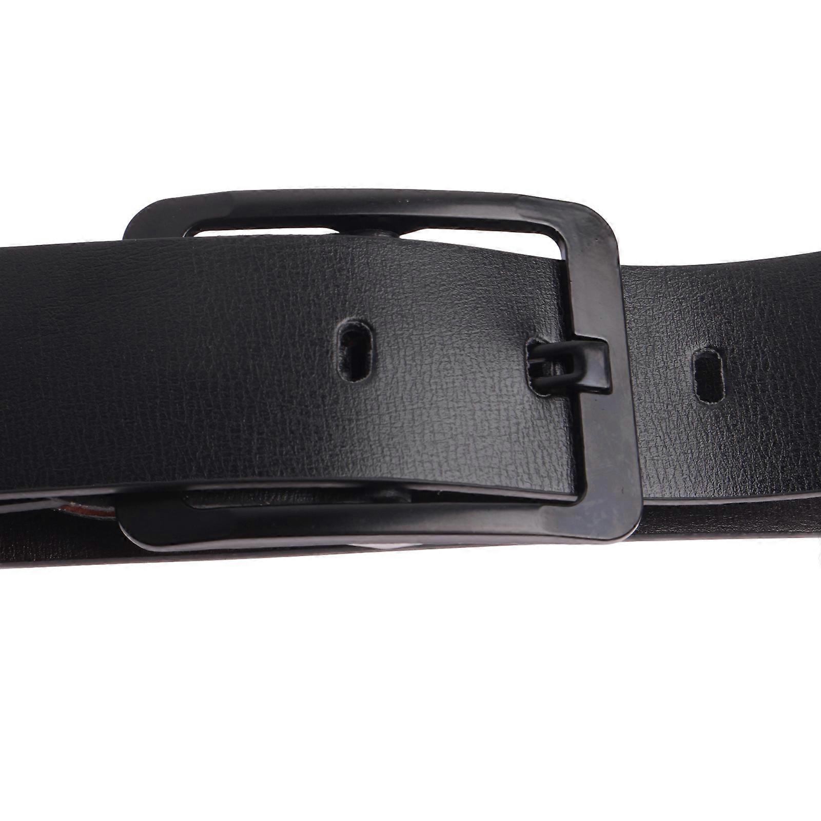 Men's 120cm Leather Belt with Anti-Scratch Pin Buckle, Black Genuine Leather - Image 3