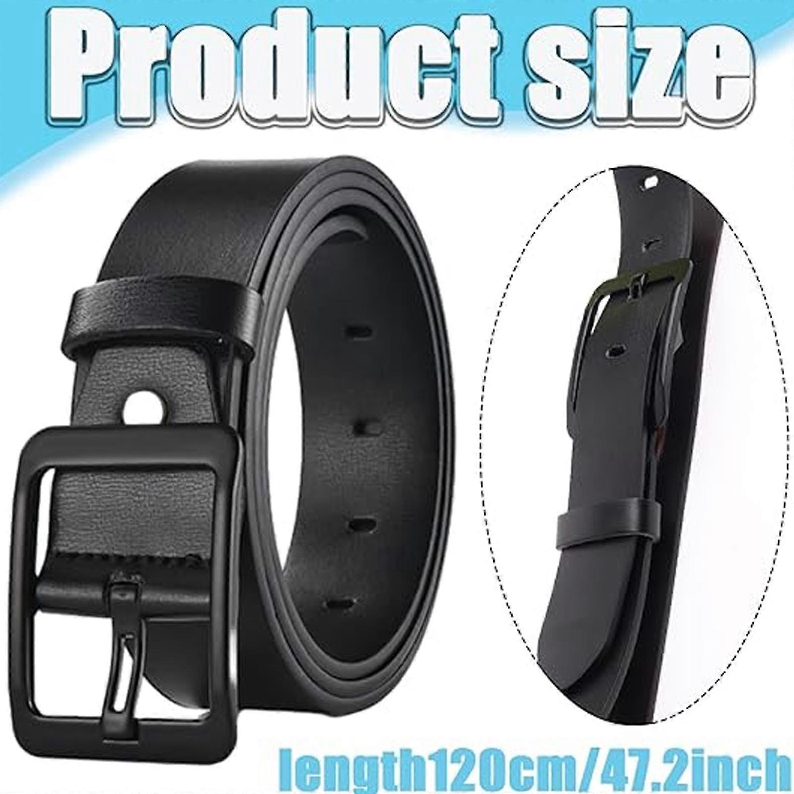 Men's 120cm Leather Belt with Anti-Scratch Pin Buckle, Black Genuine Leather - Image 4