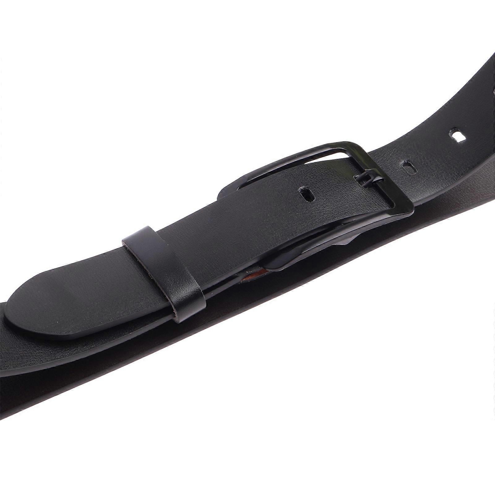 Men's 120cm Leather Belt with Anti-Scratch Pin Buckle, Black Genuine Leather - Image 5