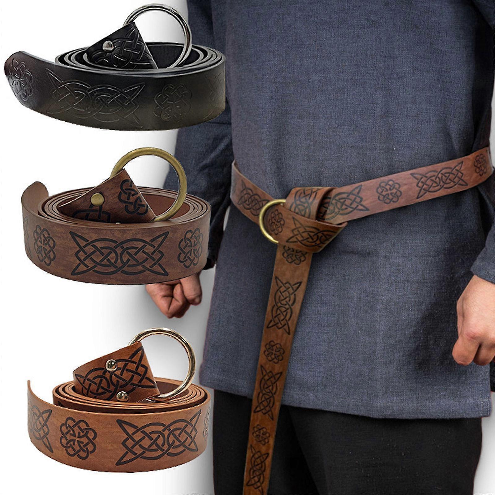 Medieval Viking Leather Belt with Renaissance Pouch Bag - Image 5