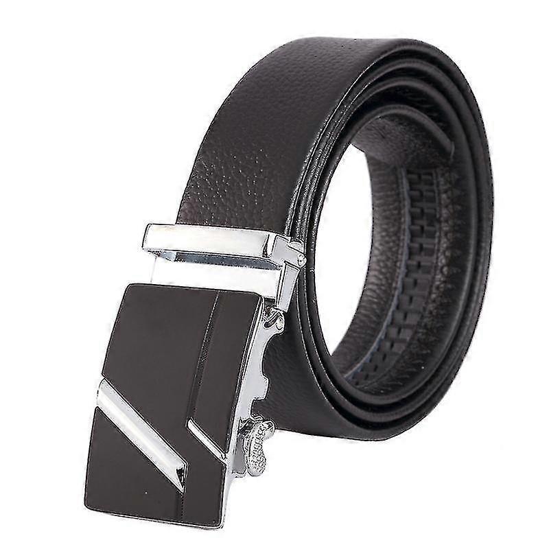 Men's Leather Belt with Automatic Buckle, Litchi Grain Business Style - Image 1