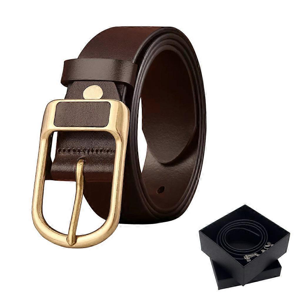 120cm Men's Coffee Leather Belt, Father's Day Gift - Image 1