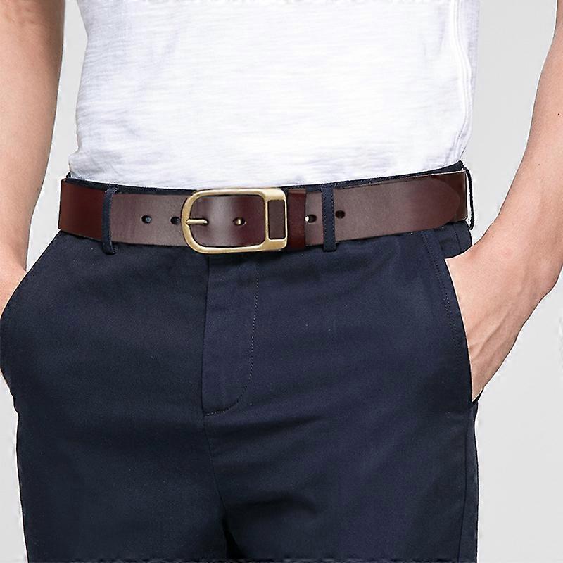 120cm Men's Coffee Leather Belt, Father's Day Gift - Image 4