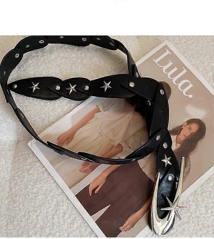 Star Studded Silver Leather Belt for Women, Y2K Fashion Accessories - Image 4