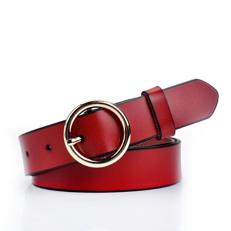 Women's Skinny Leather Belt, Red 105cm, Adjustable Elastic Waist Decorative Belt - Image 1