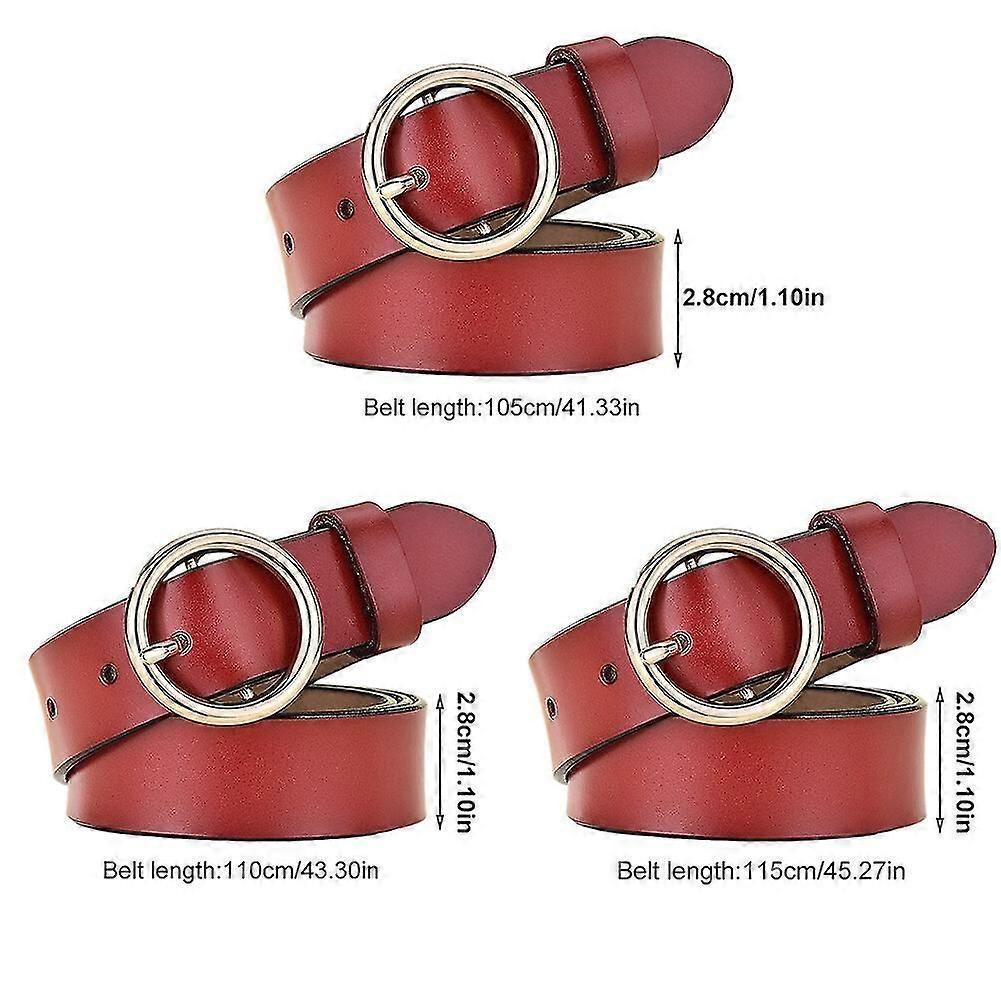 Women's Skinny Leather Belt, Red 105cm, Adjustable Elastic Waist Decorative Belt - Image 2