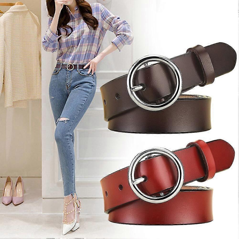 Women's Skinny Leather Belt, Red 105cm, Adjustable Elastic Waist Decorative Belt - Image 5