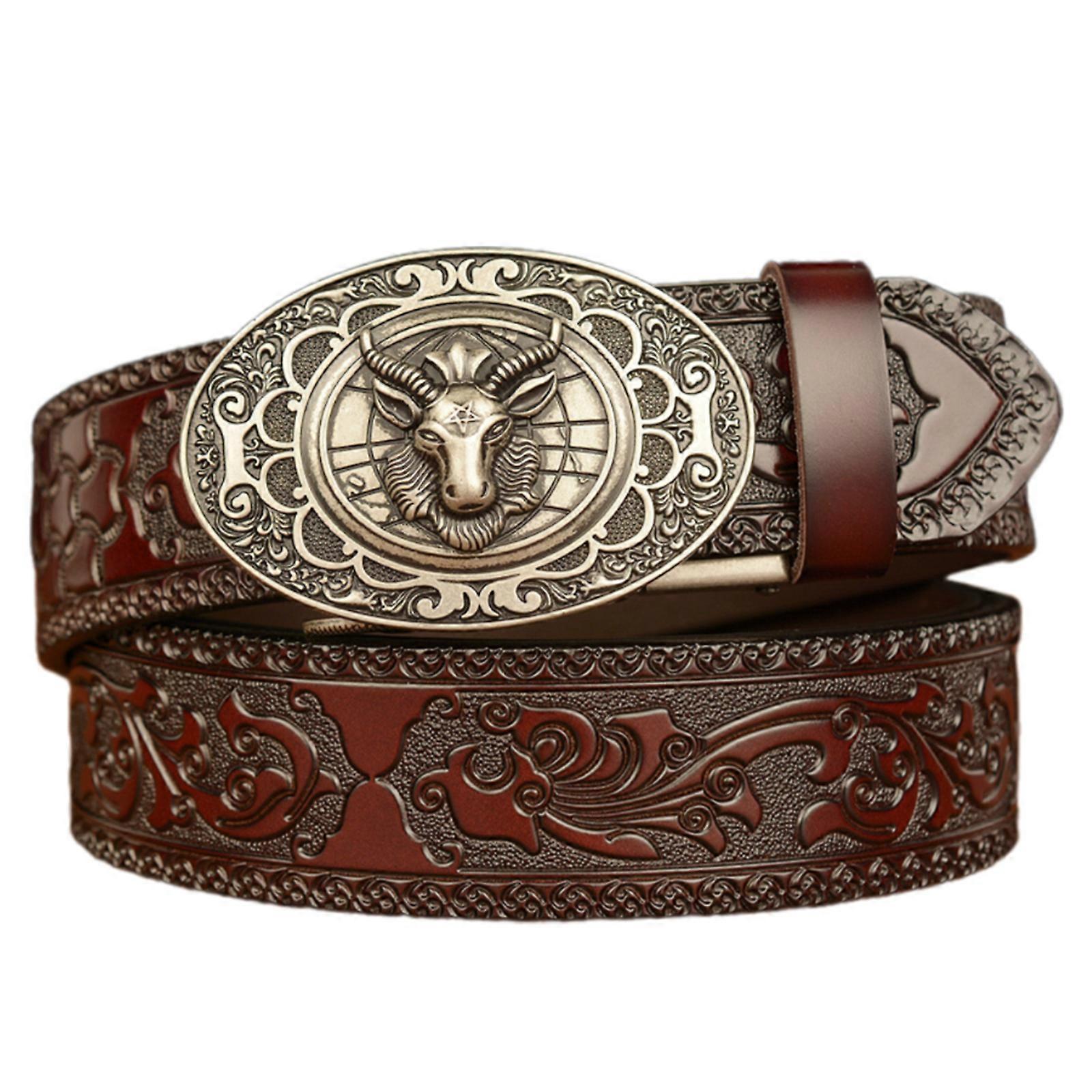 Men's 130cm Fashion Leather Belt with Automatic Buckle, Adjustable Fit - Image 1