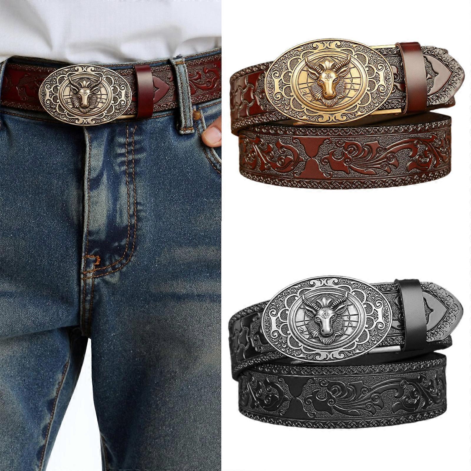 Men's 130cm Fashion Leather Belt with Automatic Buckle, Adjustable Fit - Image 2