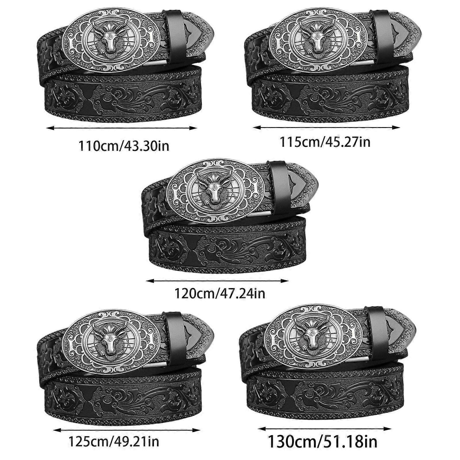 Men's 130cm Fashion Leather Belt with Automatic Buckle, Adjustable Fit - Image 3