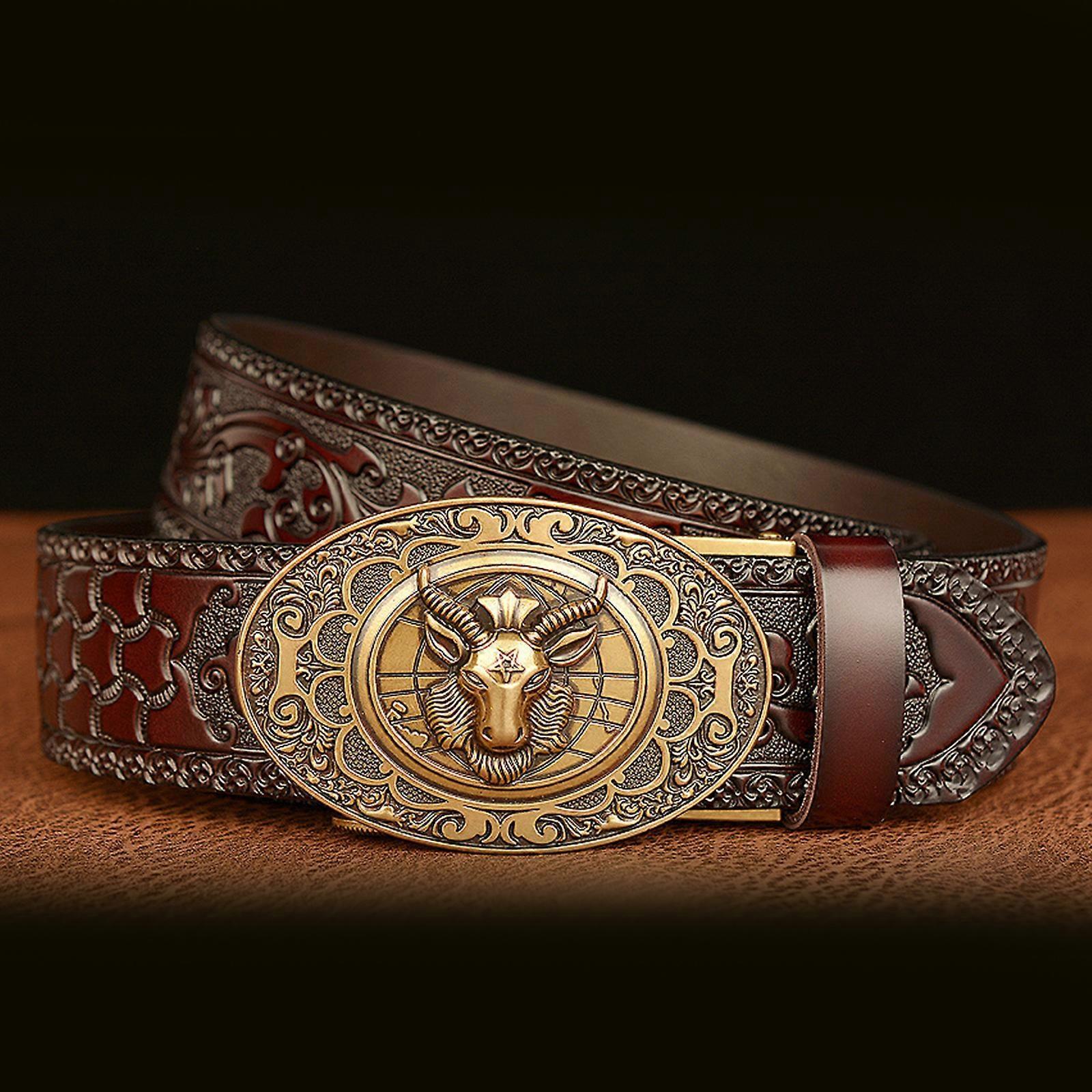 Men's 130cm Fashion Leather Belt with Automatic Buckle, Adjustable Fit - Image 5
