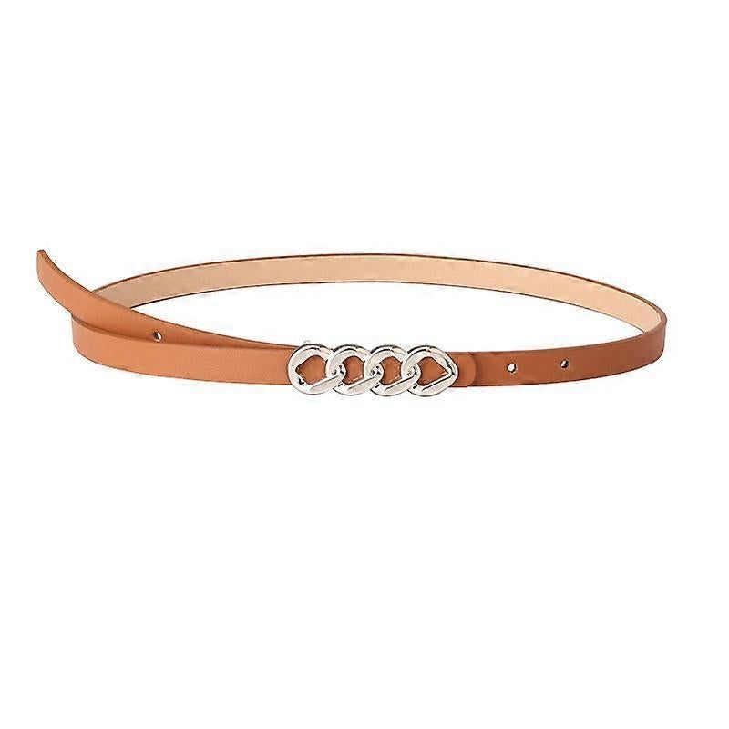 Women's 115cm Retro Chain Buckle Leather Belt for Jeans - Image 1
