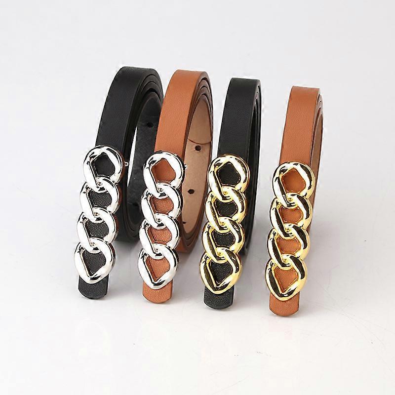 Women's 115cm Retro Chain Buckle Leather Belt for Jeans - Image 4