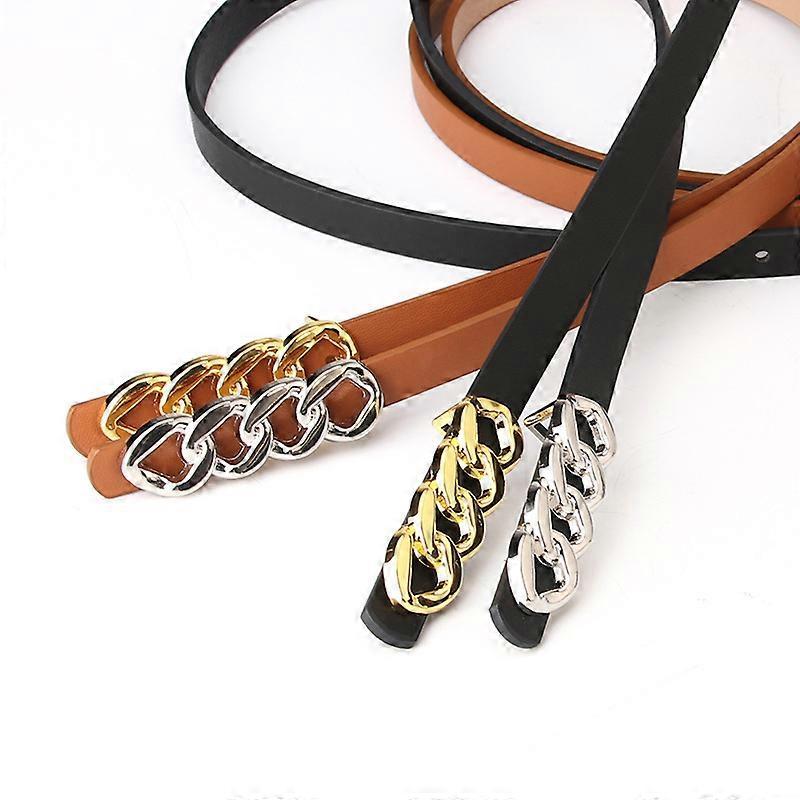 Women's 115cm Retro Chain Buckle Leather Belt for Jeans - Image 5