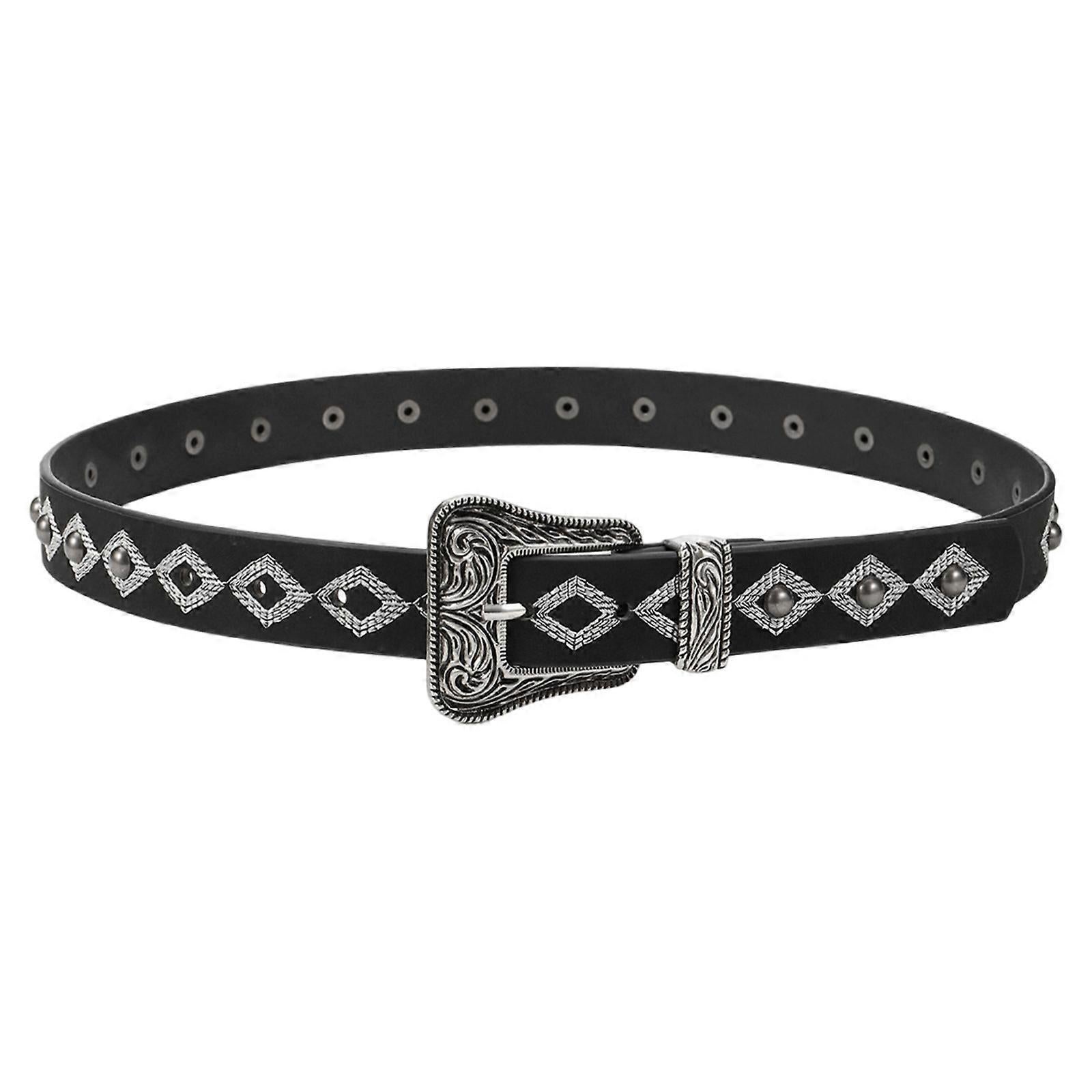 Cream PU Leather Belt, Adjustable Unisex Punk Waist Belt for Casual Wear - Image 1