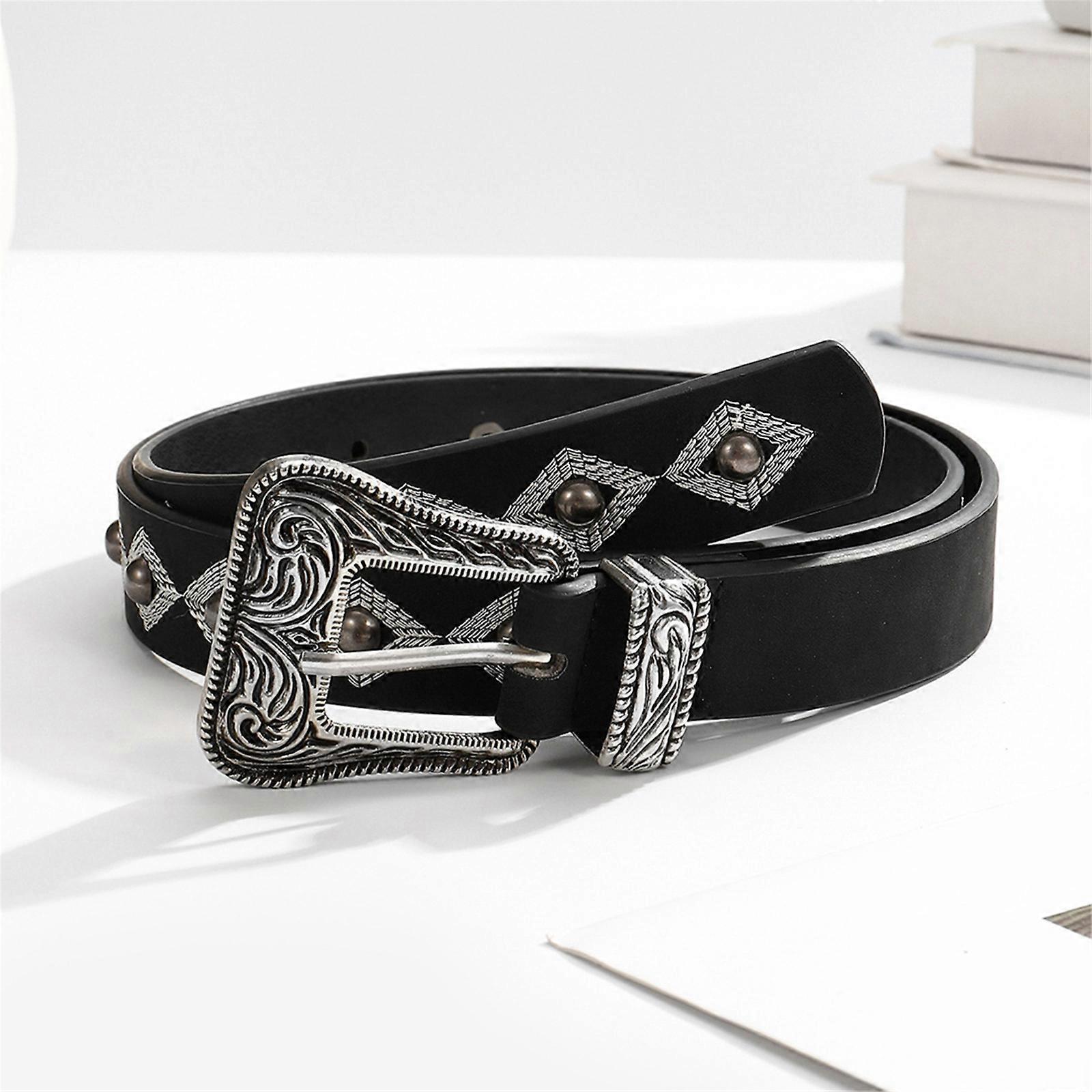 Cream PU Leather Belt, Adjustable Unisex Punk Waist Belt for Casual Wear - Image 5