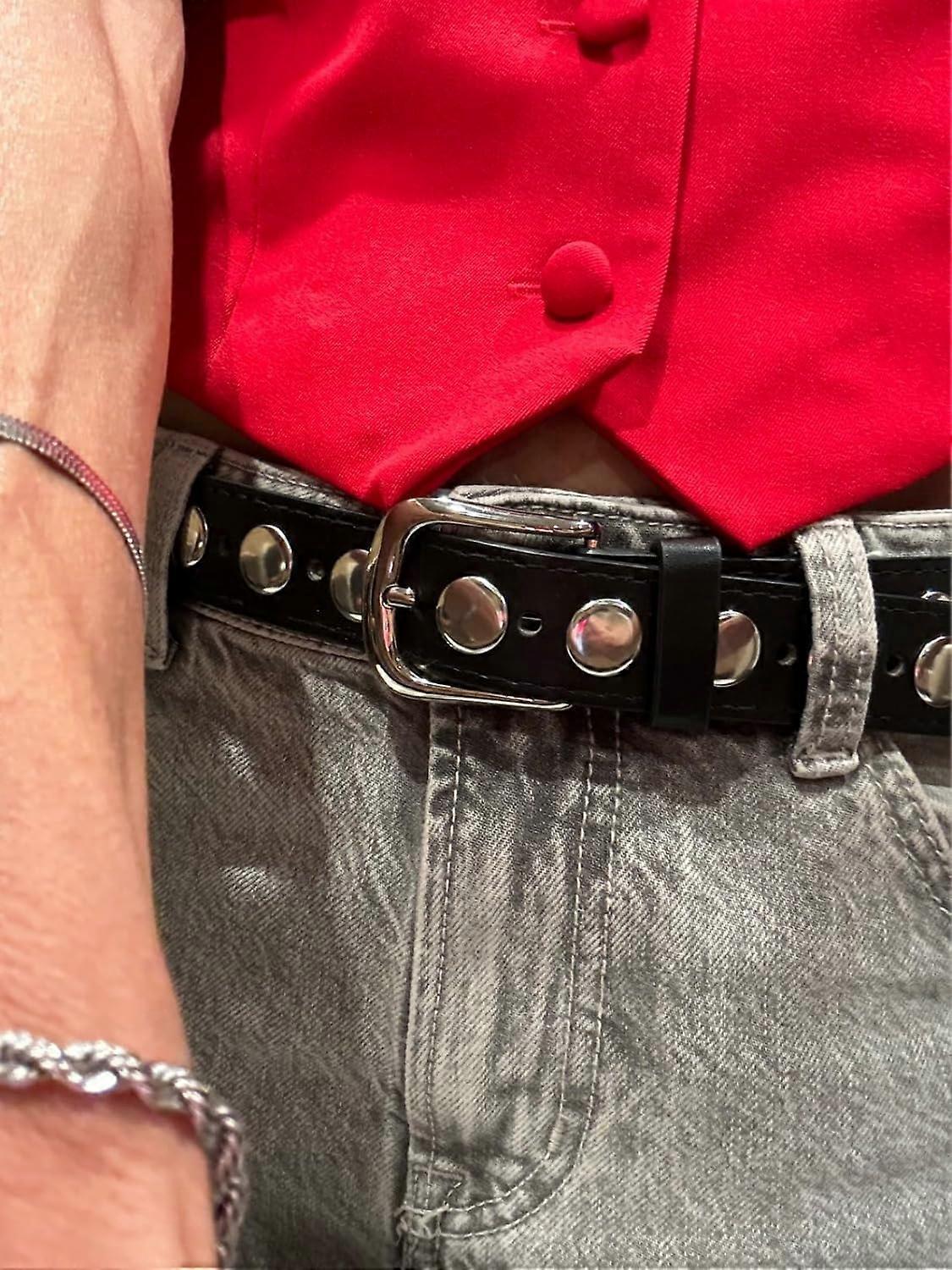 120cm Studded Punk Leather Belt for Women, Fashion Jeans Belt - Image 2