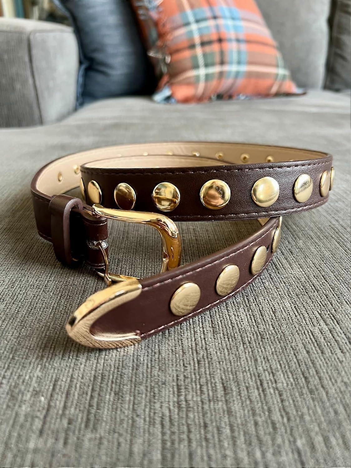120cm Studded Punk Leather Belt for Women, Fashion Jeans Belt - Image 3