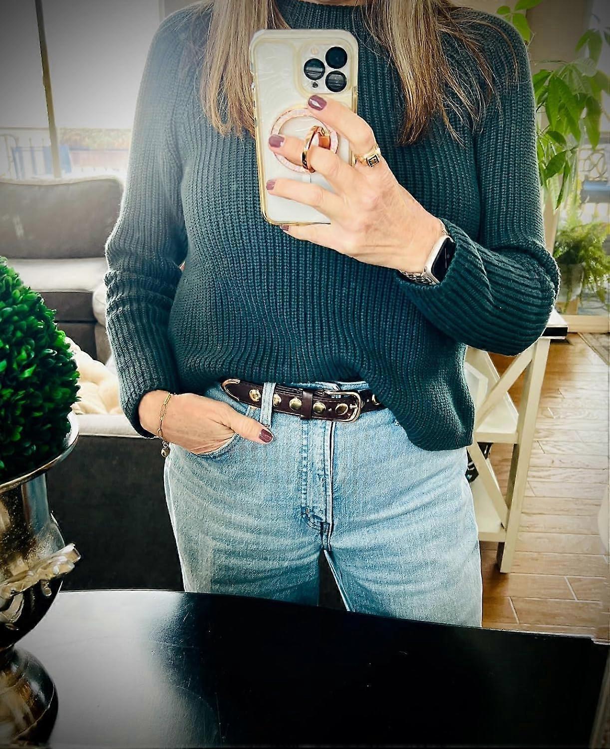 120cm Studded Punk Leather Belt for Women, Fashion Jeans Belt - Image 4