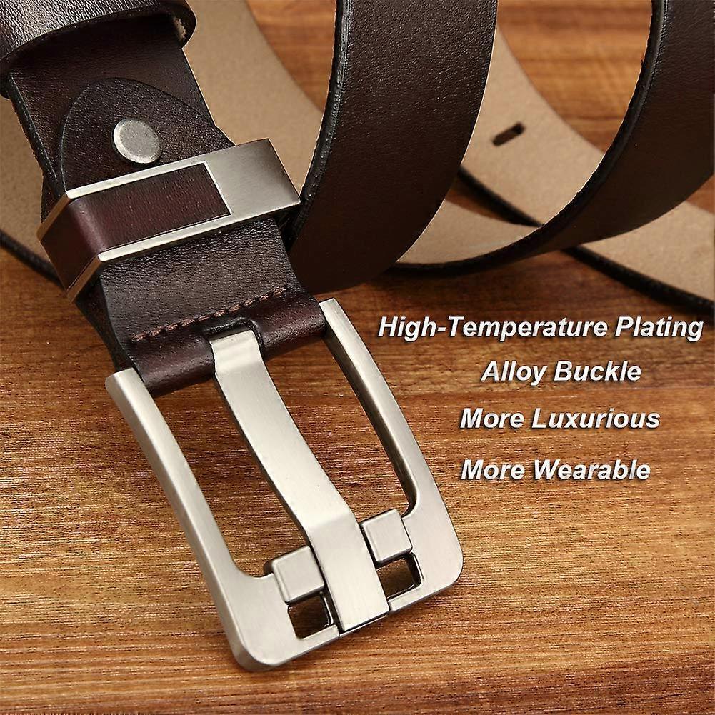Men's 120cm Full Grain Cowhide Leather Belt, Brown Anti-Scratch Pin Buckle - Image 3