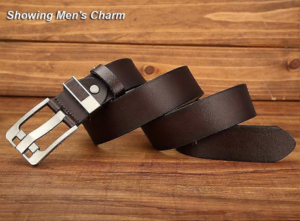 Men's 120cm Full Grain Cowhide Leather Belt, Brown Anti-Scratch Pin Buckle - Image 4