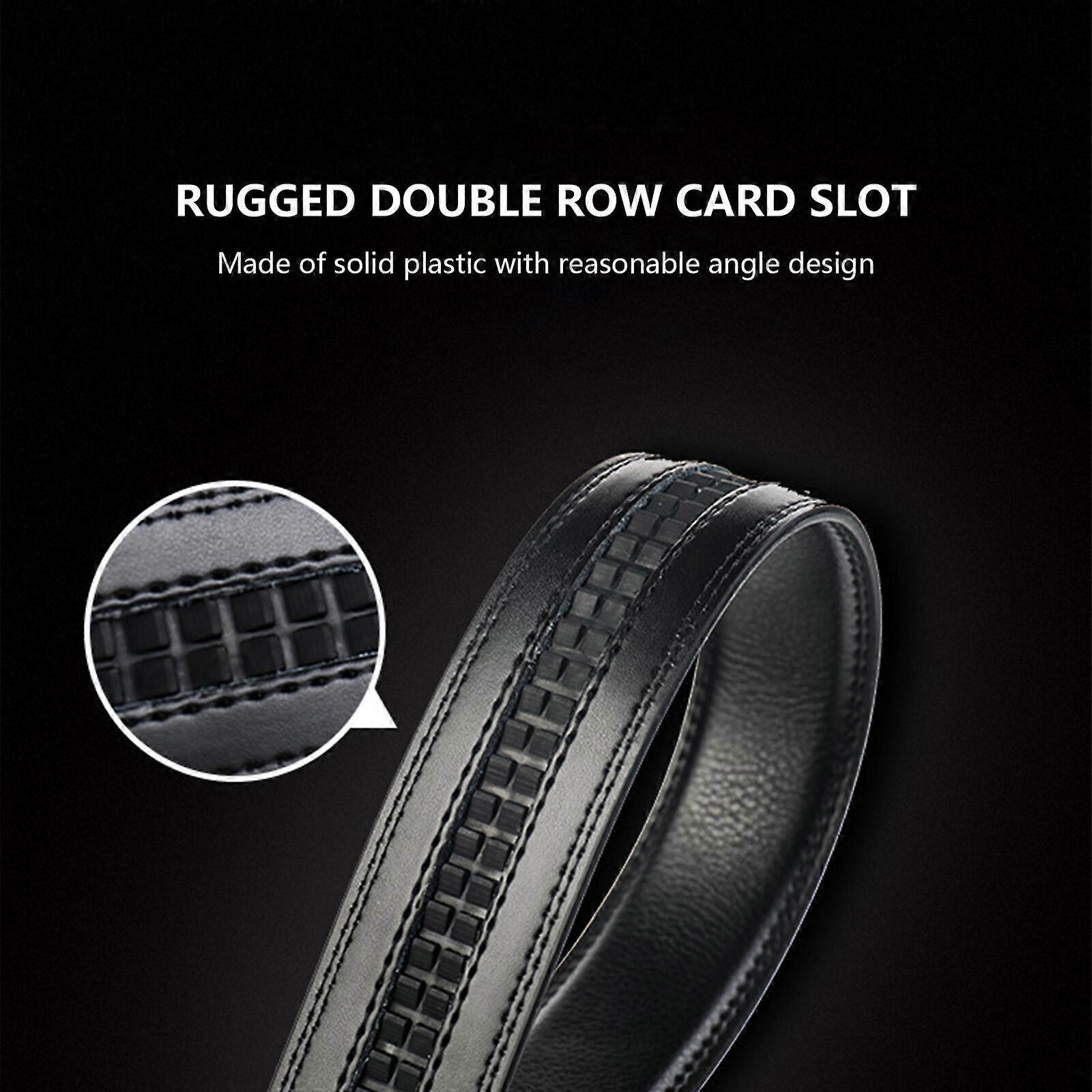 Men's Genuine Leather Work Belt, Casual Jeans Belt with Automatic Buckle Black - Image 2