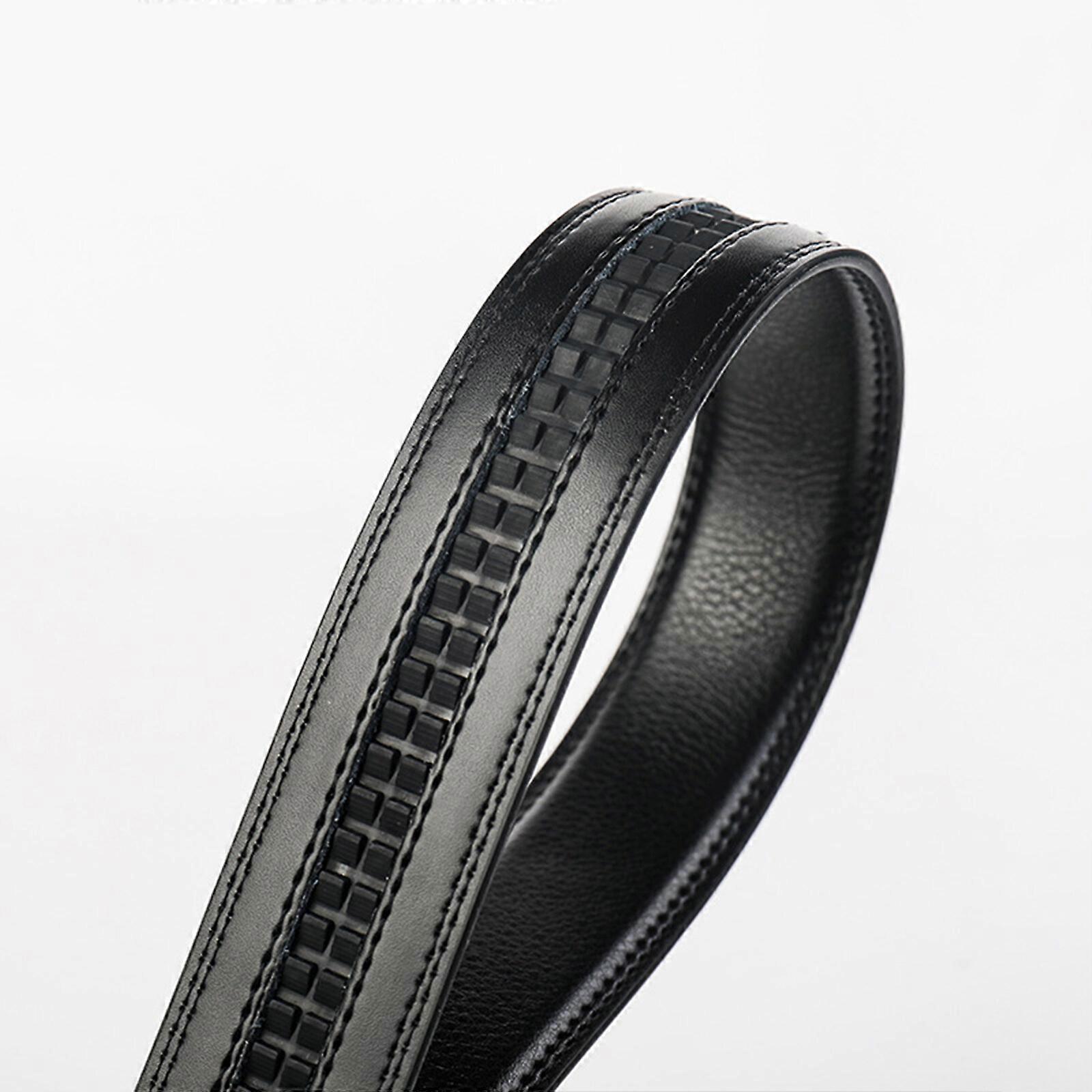 Men's Genuine Leather Work Belt, Casual Jeans Belt with Automatic Buckle Black - Image 4