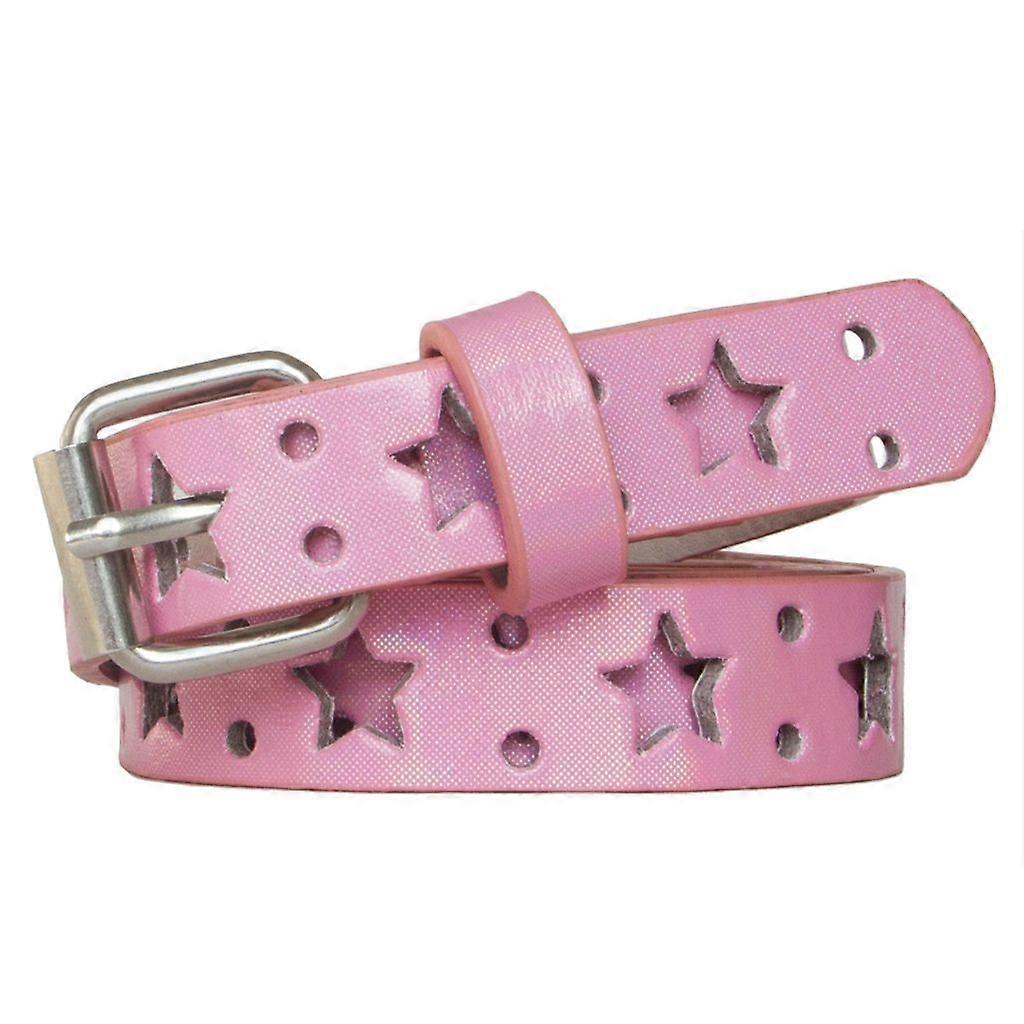 Women's Faux Leather Jeans Belt with Thin Hollow Pattern - Image 1