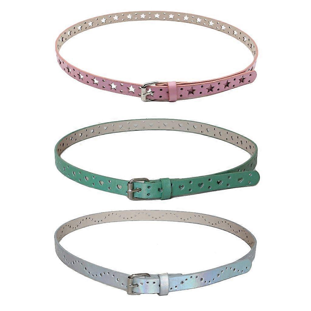 Women's Faux Leather Jeans Belt with Thin Hollow Pattern - Image 2