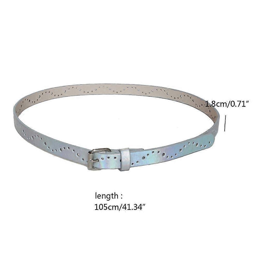 Women's Faux Leather Jeans Belt with Thin Hollow Pattern - Image 3