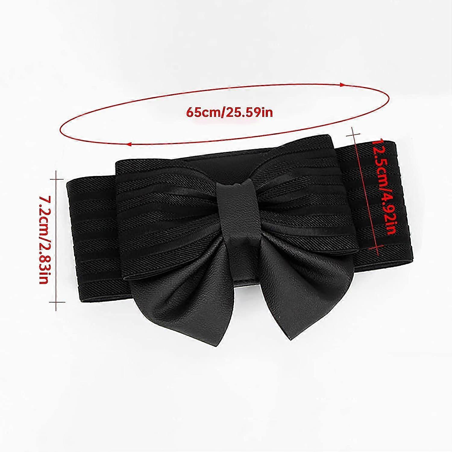 Women's Faux Leather Wide Belt with Bow, Elastic Waistband - Image 2
