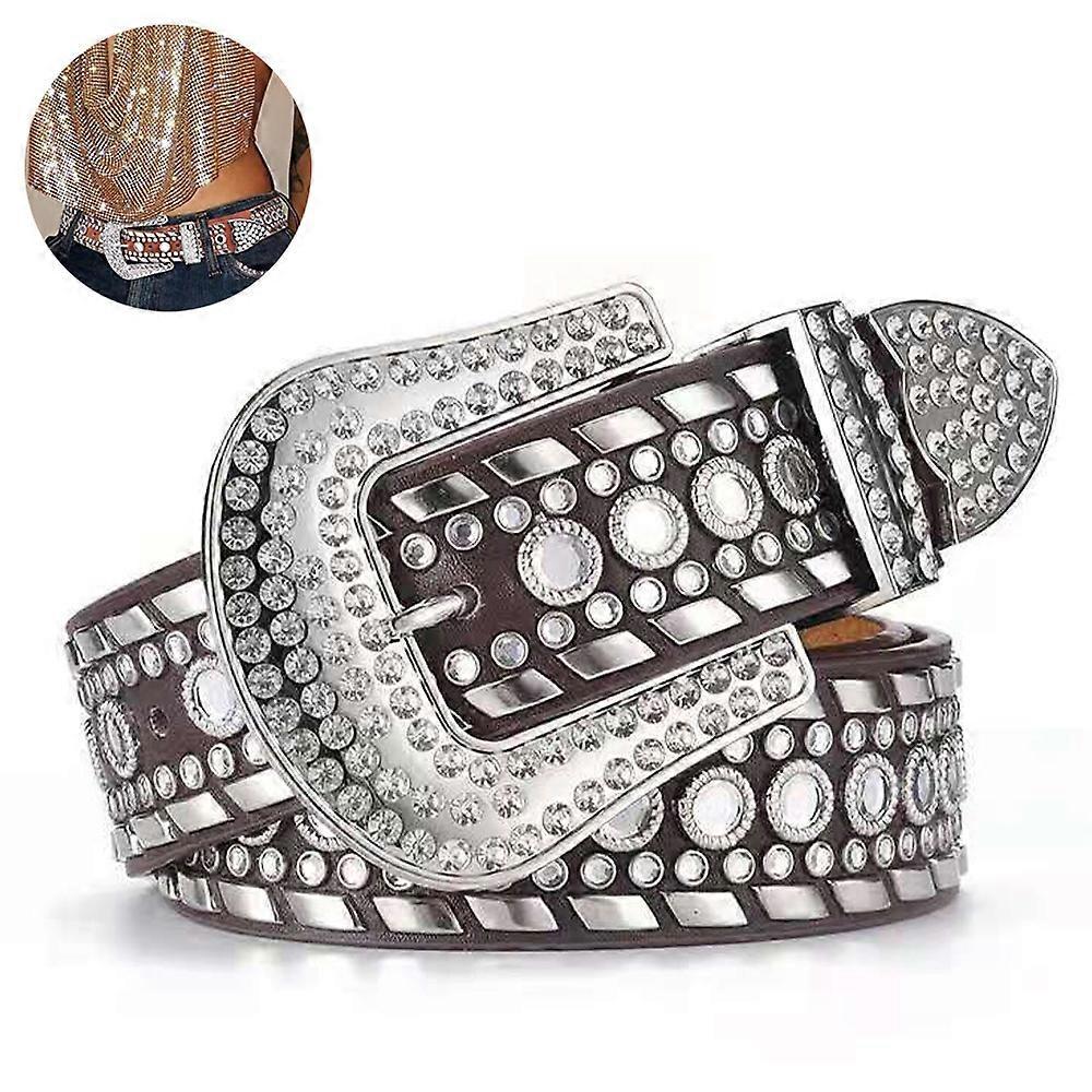 Women's Rhinestone Cowgirl Studded Leather Jeans Belt - Image 1