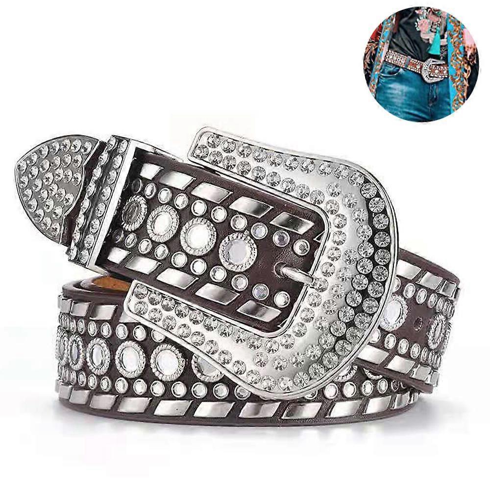 Women's Rhinestone Cowgirl Studded Leather Jeans Belt - Image 2
