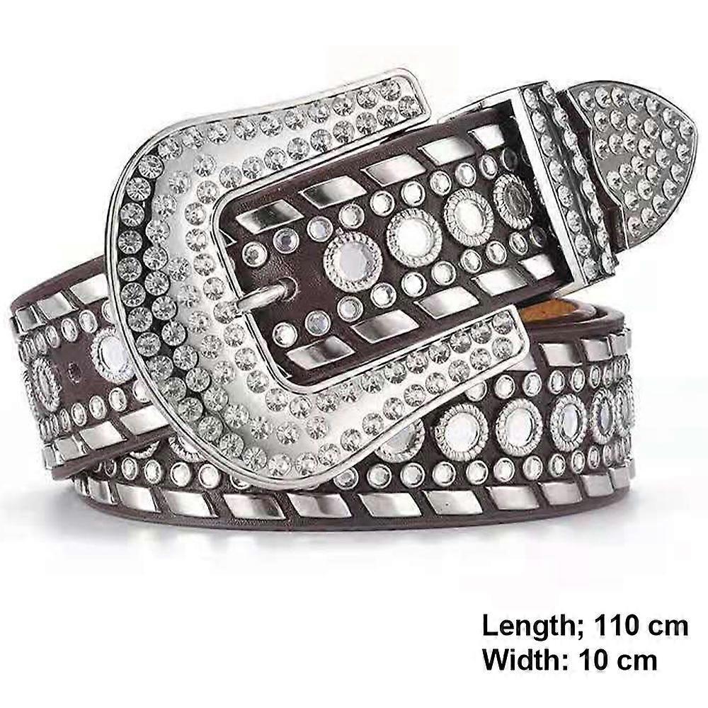 Women's Rhinestone Cowgirl Studded Leather Jeans Belt - Image 5