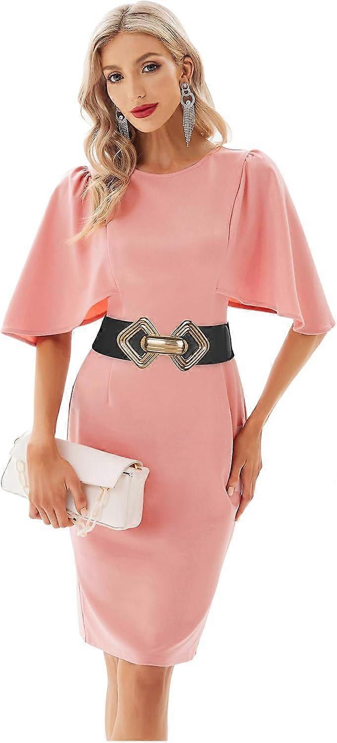 Women's 95cm Wide Elastic Stretch Leather Dress Belt with Gold Buckle - Image 2