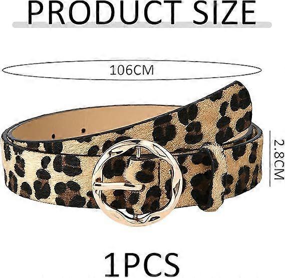 Leopard Print PU Leather Belt, Retro Fashion Waist Decoration - Image 2