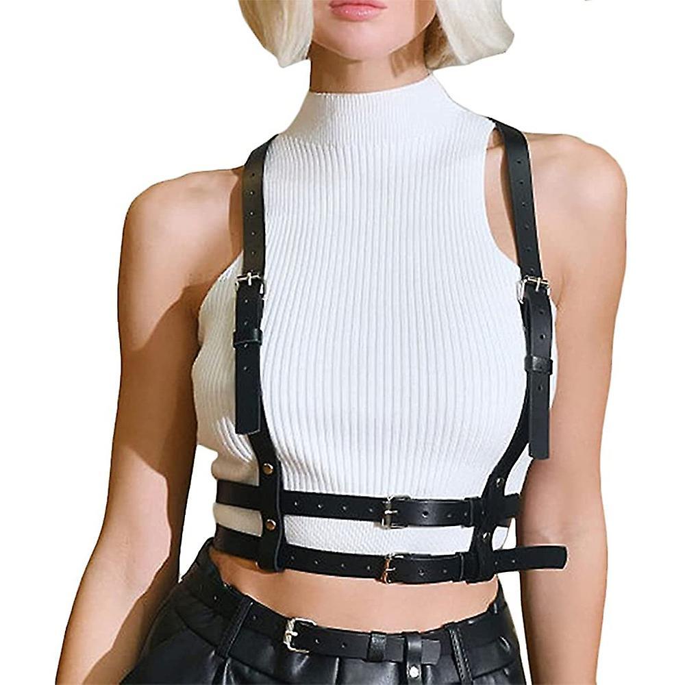 Women's Leather Body Chain Belt with Back Strap Design - Image 1