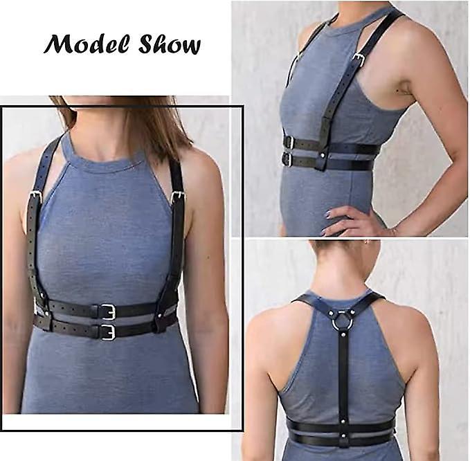 Women's Leather Body Chain Belt with Back Strap Design - Image 3