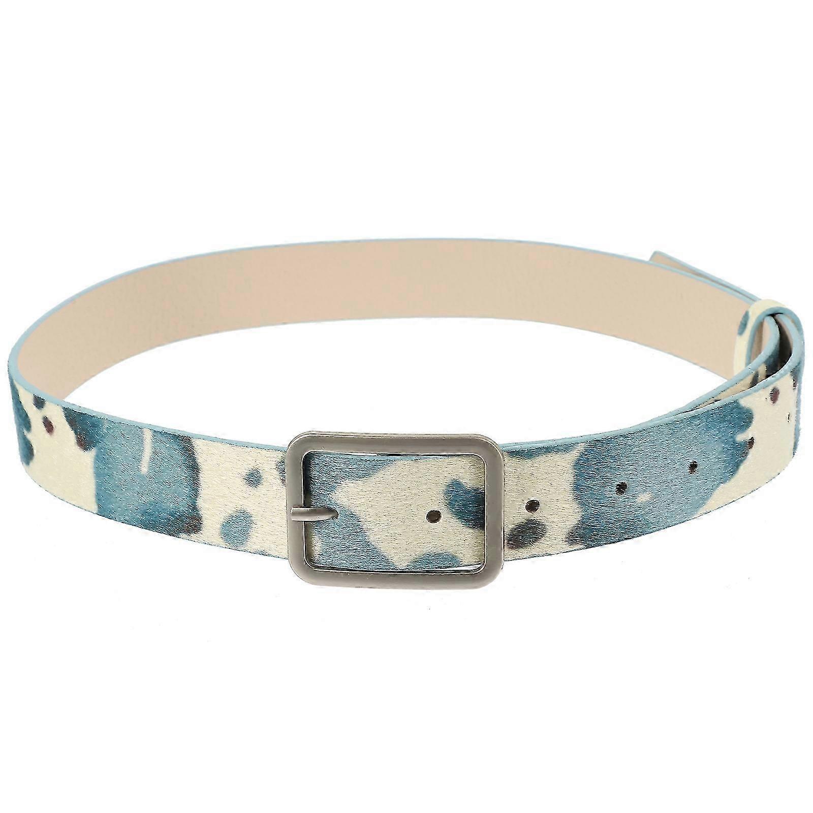 Cow Print Cowgirl Leather Belt for Women, Adjustable Jeans Waist Belt - Image 1