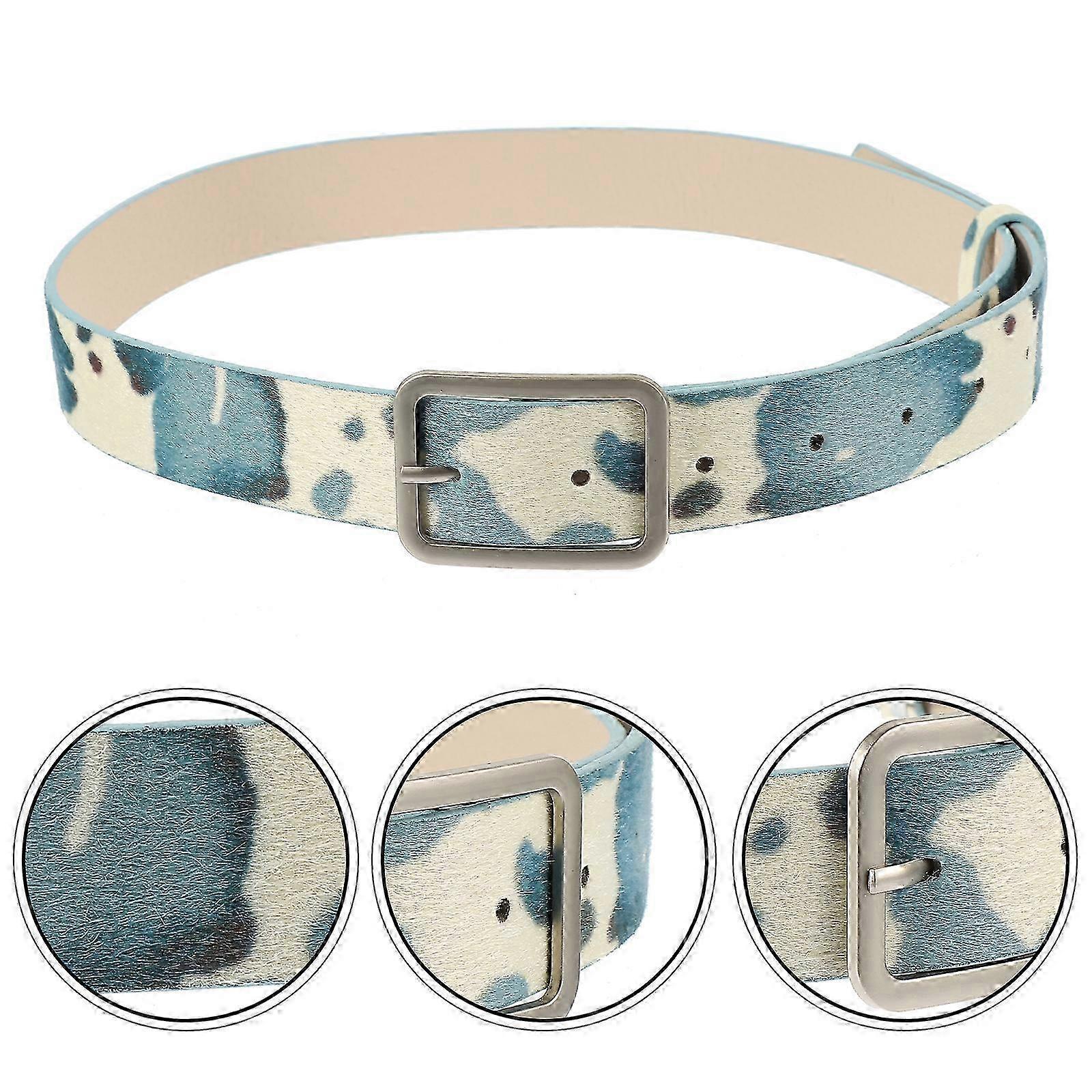 Cow Print Cowgirl Leather Belt for Women, Adjustable Jeans Waist Belt - Image 3