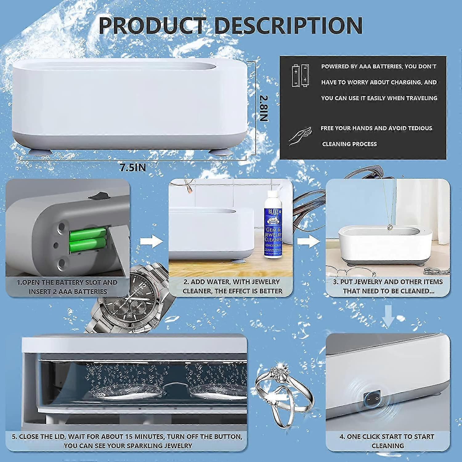 Low-Noise 45kHz Ultrasonic Jewelry Cleaner Machine for Glasses & Retainers - Image 4