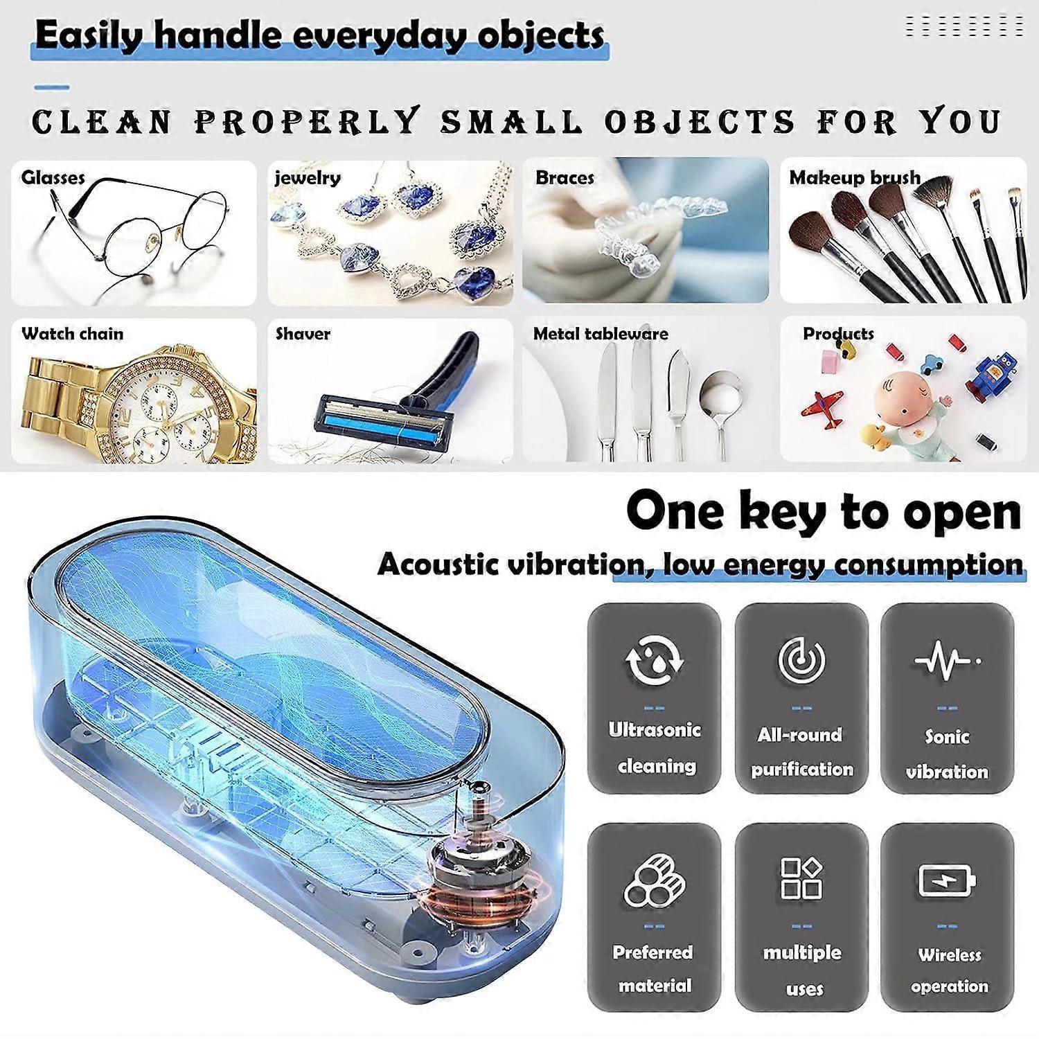 45kHz Ultrasonic Jewelry Cleaner for Silver, Retainers, Eyeglasses & Coins - Image 2