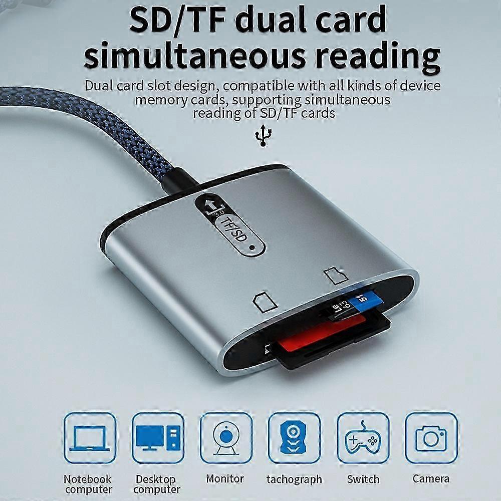 USB 3.0 to TF SD Card Reader, High-Speed Aluminum Alloy Memory Card Adapter - Image 2