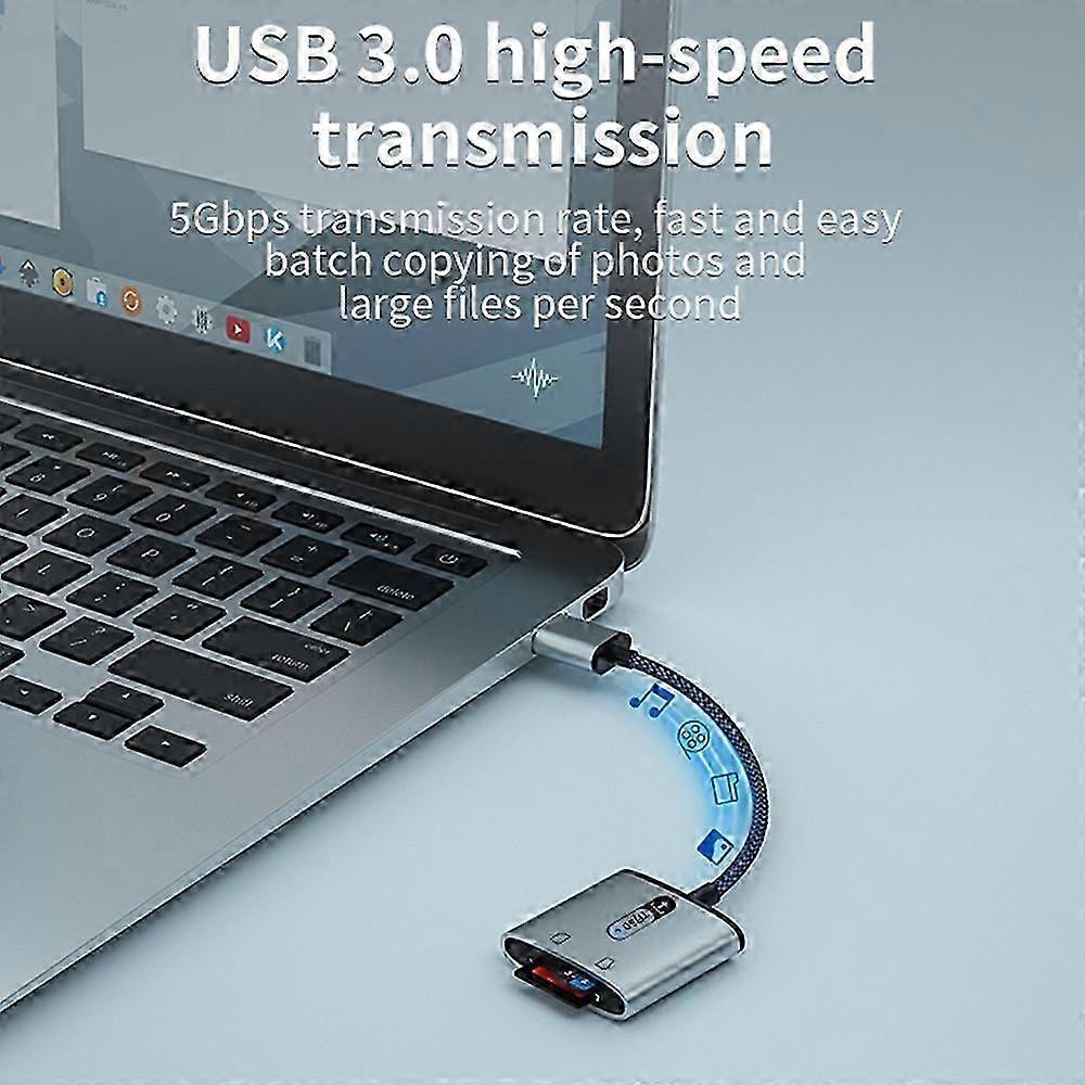 USB 3.0 to TF SD Card Reader, High-Speed Aluminum Alloy Memory Card Adapter - Image 3