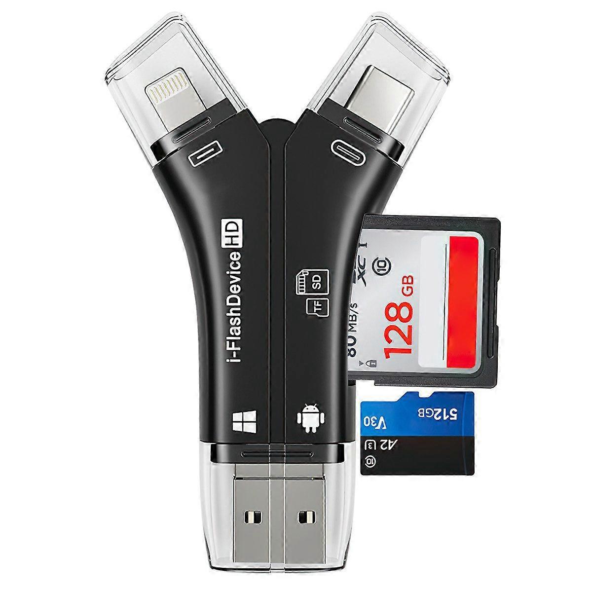 4-in-1 Mobile Phone Card Reader, TF/SD Memory Card Storage Adapter for Data Transfer - Image 1