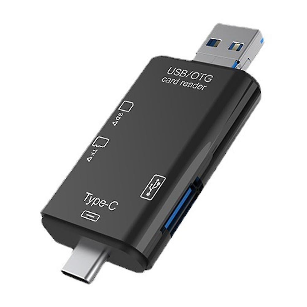 TF/SD Card Reader with USB 2.0, Tri-Connector Memory Card Adapter - Image 1