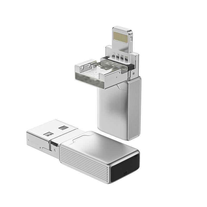 2-in-1 8pin USB Memory Card Reader for Phone/Pad, Silver Optional - Image 1