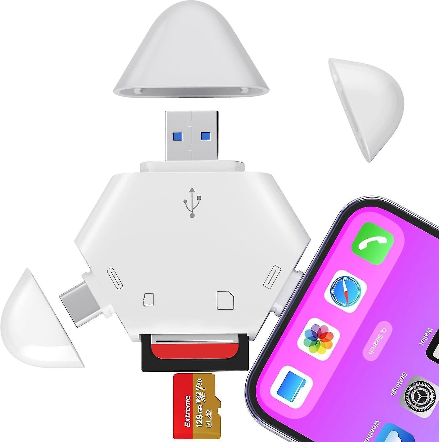 SD Card Reader for iPhone, USB Type-C Triangle TF Memory Adapter - Image 1