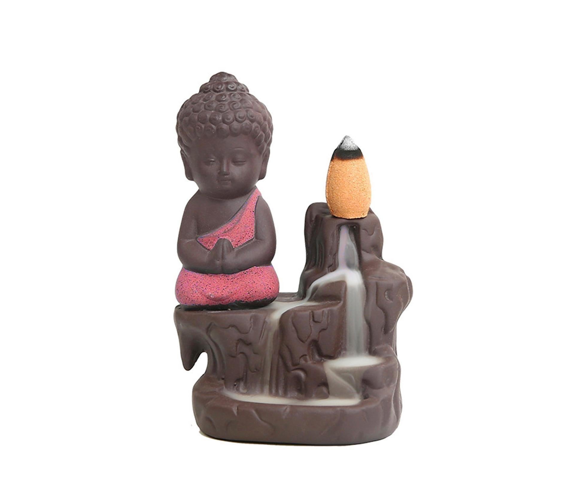 Home Fragrance Creative Little Monk Small Buddha Censer Backflow Incense Burner-Light Orange - Image 1